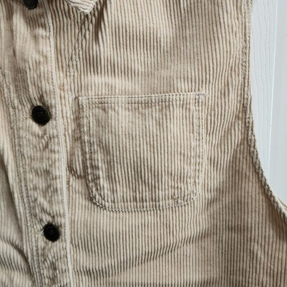 Susan Bristol Women’s Corduroy Sleeveless Button Up Collared Vest Khaki Tan Sz L - Picture 4 of 10